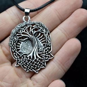 Anhänger Halsketten Vintage Viking Baum des Lebens Rune Halskette für Männer Frauen Nordic Amulett SchmuckAnhänger