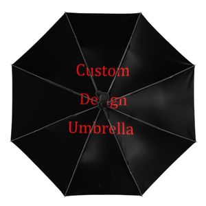 Personalized Automatic Rain Women Three Folding s Windproof Custom Design Umbrella Female Waterproof Parasol 220704