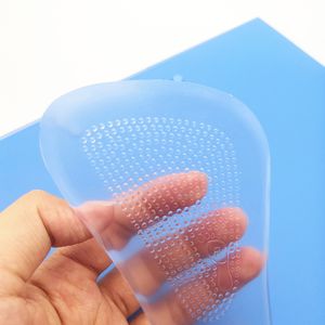 H￶ga klackar fotbehandling kvinnor 3/4 kudde silikon transparenta partiklar massage f￶rtjockad st￶td￤mpning innersula pu tre fj￤rdedel halvsula