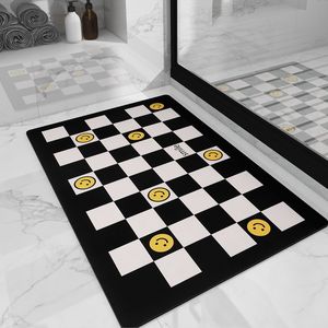 Banyo kaymaz mat Checkerboard diatom çamur çabuk kuruyan emici ped tuvalet paspası yumuşak diatomit banyo nordic halı