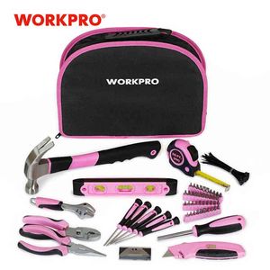 WorkPro ピースハンドツールセットホームツールキットツールバッグ女性女子用ピンクツールH220510