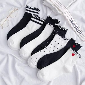 Meias meias frilos babados kawaii fofo estilo coreano Women White Streetwear calcetinos de algodão de la mujer kobieta skarpety mujersock