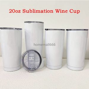 Sublimação 20oz canecas com tampas seladas Viagem Tumbler Cups Copo de vinho de vácuo de aço inoxidável para ao ar livre AA