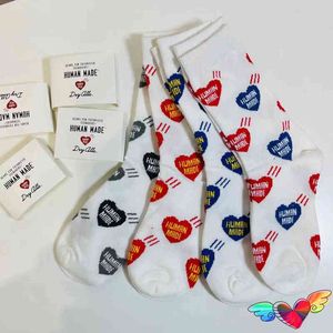 2021 Human Made Socks Men Women Classic Red Blue Heart Human Made Sock High Quality Cotton Stockings T220721