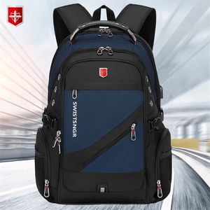 Anti-ladrão Moda Homens Mochila Multifuncional À Prova D 'Água 17,3 polegadas Saco de laptop Homem USB Carregamento Travel Mochilas Mochila 220411