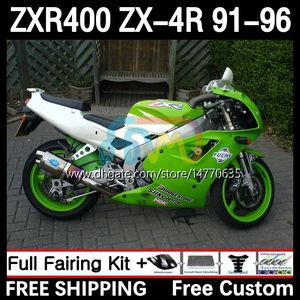 Kawasaki Ninja ZX4R ZXR 400 CC 400CCのABSボディキット1992 1993 1995 1995 1995 1995 1995 1996 Cowling 12DH.38 ZXR-400 BODYWORK ZX 4R ZXR400 91 92 93 94 95 96フェアリングホワイトグリーン