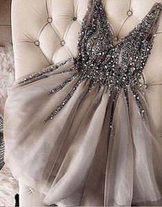 الترتر Tulle Mini Short Cocktail Party Dresses 2022 Women A-Line V-Deaceless Pearls Elegant Female Homecoming Prom Verys Vestidos CPS3005