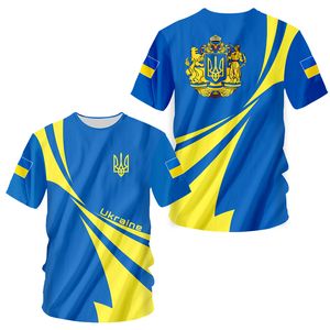 Mäns T-shirts Ukraina fotbollströja 2022 Ukraina flagga 3D-tryck överdimensionerad t-shirt för vuxna/barn sommar harjujuku kvinnliga kvinnliga sport tshirt