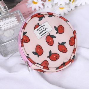 20pcs Coin Purses Women Polyester Carrot Tomatoes Prints Round Shaped Short USB Cable Storage Bag