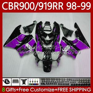 Kit carene per HONDA CBR 919RR 900RR 900CC 919CC CBR919 CBR900 RR CBR919RR 98 99 Corpo 127No.68 CBR Viola blk 900 919 RR CC 1998 1999 CBR900RR 1998-1999 Carrozzeria OEM