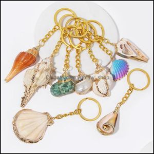 Schlüsselanhänger Schmuck Böhmen Muschel Schlüsselanhänger für Frauen Handtasche Hangle Autohalter Conch Schlüsselanhänger Zubehör Strand Souvenir Geschenk Dhker