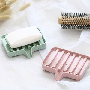 Soap Dishes Est Non-slip Holder Creative Wheat Straw Plastic Draining Shelf Bathroom Dish Storage Box Organizer RackSoap