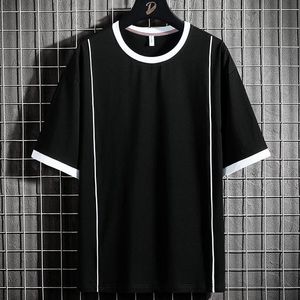 メンズTシャツビッグサイズサマーメンベーシックカジュアルコットン特大TシャツファッションストライプTシャツ6xl 7xl 8xl