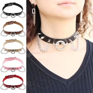 Spiked Rivets Choker with Stud Sexy Collar Chain Multicolor Pu Leather Choker Belt Necklace Fashion Women Gothic Jewelry Gifts