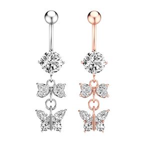 Bow Zircon Crystal Belly Button Rings For Women Nombril Navel Ring Surgical Steel Barbell sexy Round Body Piercing Jewelry