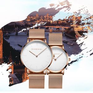 Zegarek na rękę moda Rose Gold Lover zegarki Mężczyźni Wysokiej jakości Ultra cienki kwarc zegarek Kobieta Elegancka sukienka Panie Montre Femme