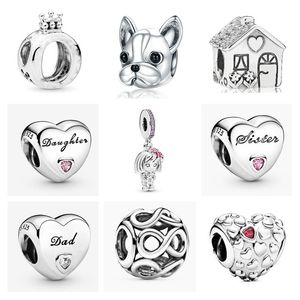 Nieuwe populaire Sterling Silver Crown Pet Dog Family House Sister Dauged Dad Diy kralen voor originele Pandora Charm Bracelet Sieraden Mode accessoires