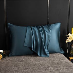 Natural Case Solid Color Lope Bedbling Soving Real Silk Pillow Case Cover 220616