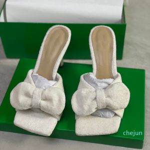 Fashion-Dress Shoes Evening Satin Bow Suede Solid Heeled Sandals Summer White Green Light Purple Fine High Heeled sexy woman Shoe