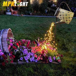 Energia solar Ferro forjado Iron Hollow Lamp Trapezium Smalls Fairy Light Waterspert Gross Lights Christmas Gardland J220531