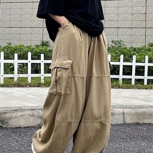 Houzhou Harajuku Streetwear Haki Cargo Pants Женщины негабарные карманы хип -хоп черные широкие ноги для женщин корейской моды 220725