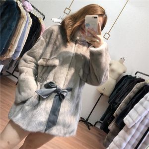 Penhas femininas Faux Whole Mink Ladies Parágrafo Longo Velvet 2022 Casacos de roupas externas inverno