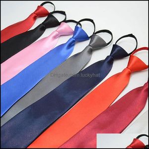 Acessórios de moda de laços de pescoço x48cm zíper de cores sólidas para homens negócios El Bank Office Wedding Cocondtie Party Decor Dh2ip