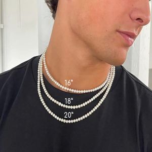 Hänge Halsband Drop Handgjorda Pärlor Choker För Män Punk Rostfritt Stål Smycken 2022 4mm Storlek Naturligt Sötvatten PärlhalsbandHänge