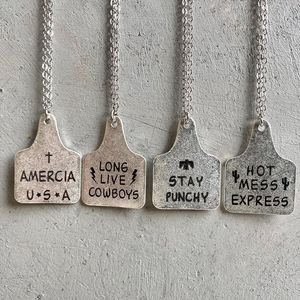 Hänge halsband västra smycken usa långa levande ko pojkar förblir punchy mess express print tagg gåva för cowgirl cowboypendant