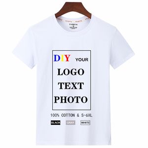 Bawełna 100 niestandardowa koszulka dla mężczyzn Make Your Project P o Tekst Shirt Kobiet Top Tees DIY Tshirt Plus 6xl 220614