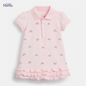 Little maven Summer Dress Casual Cotton Clothes Pink Rainbow Pretty Princess for Baby Girls Kids 2 to 7 years 220426