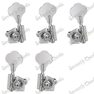 مجموعة 5 PCS Chrome Open Gear String Tups Tupps مفاتيح رؤوس الماكينة لـ 5 String Bass Guitar