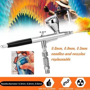 Armas de pulverização profissional Airbrush Conjunto para fazer pintura de arte com G1/8 Adaptador Wrentch 2 Needles Nozzzles Manguar