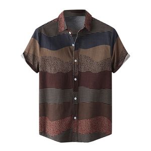 Mens Shirt Vintage Ethnic Style Printing Loose Short Sleeve Casual Shirts Daily Wearing High Quality Office Blouse Chemise Homme 220527