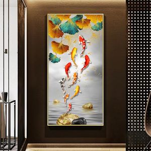 Paintings Koi Fish Animal Posters Golden Painting Printed On Canvas Prints Wall Art Picture For Living Room Modern Home Decor Ginko