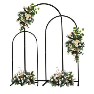 Party Decoration 3Pcs Wedding Arch Decor Metal Floral Archway Ceremony Wrought Iron Backdrop Stand Background