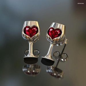 Osobowość stad mody czerwone wino kropki miłosne kolczyki sercowe Piękne piwo Puchar Party Girl Biżuter