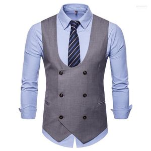 Männer vest doppelt baceed Weste 2022 England ärmellose U-Neck-Anzug Hochzeit Slim Cotton Gilet plus Kleidung Guin22