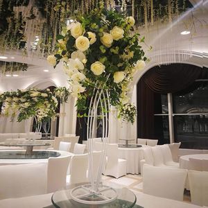 Upscale Wedding Decoration Flower Vase Column Stand Metal Road Lead Geometric Pot Table Rack For Home Event Decor 4PCS