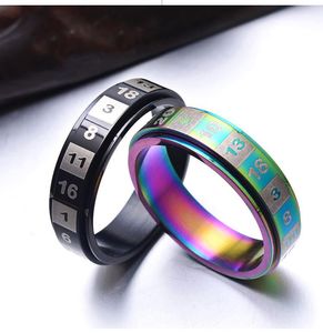 Wedding Rings 6mm Numeral Spinner Ring For Men Stress Release Accessory Classic Stainless Steel Rotatable Band Sport JewelryWedding