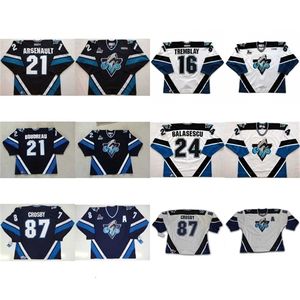 UF Personaliza as mulheres homens qmjhl rimouski oceanic 21 boudreau 21 benoit arsenault 87 sidney crosby 16 tremblay hóquei camisetas goleiro