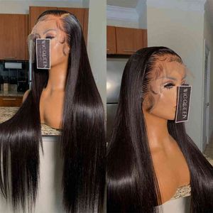 Straight Lace Front Human Hair Wigs X Frontal Brazilian Virgin Glueless X Closure For Women 220606