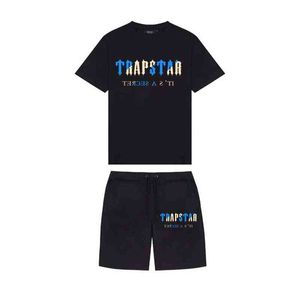 Herrmode kortärmad T-shirt Träningsoverallsset Harajuku Toppar T-shirt Rolig Hip Hop Färg T-shirtBeach Casual Shorts Set Y220725