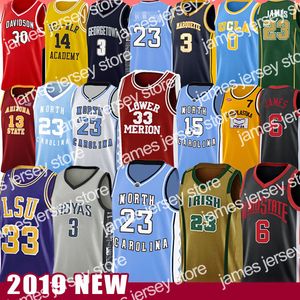 Novo 23 Michael Vince JD Jersey de basquete da faculdade Allen NCAA Iverson Universidade Estadual da Carolina do Norte Toni Russell Kukoc Westbrook Dwyane