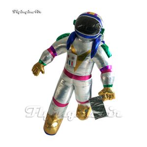 Customized Inflatable Astronaut Spacewalk Shape 2m/4m Hanging Shiny Air Blow Up Walking Spaceman For Theme Party Decoration