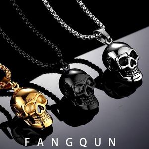 Pendant Necklaces Style Stainless Steel Jewelry Gothic Accessories Chain Mens Locket Festival Halloween Gift Skull Titanium Punk Hip-hopPend