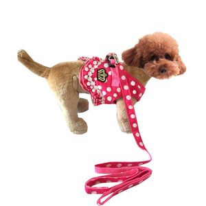 Dog Collars & Leashes Small Polka Dot Chest Back Leash Pet Teddy Bomei WholesaleDog