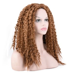 African Braid Wig Afro Kinky Wave Spiral Curl Dreadlocks Hand Roll Cosplay Brown Wigs