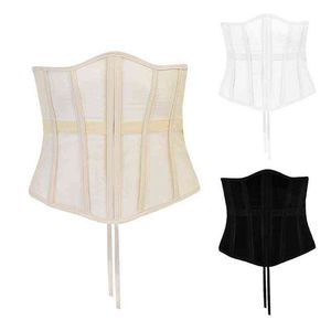 TALIST I SHIDINALNY Kobiety Kobiety Sexy See Throue Throue Underbust Corset Top Crisscross Lace Up Bandage Bustier Pasek Smuth Cincher Body Shaper Club 0719