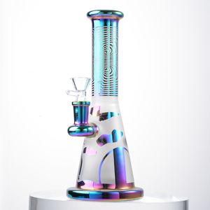 Rainbow Colorful Hookahs 9.29 Inch Beautiful Glass Bongs Showerhead Percolator Oil Dab Rigs Unique Water Pipes 14mm Female Joint With Bowl Banger ZDWS2005